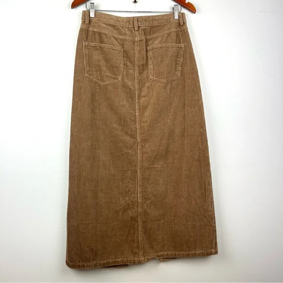 NWT Altar’d State Gabrielle corduroy midi slit skirt size L in taupe 100% cotton - Picture 9 of 13